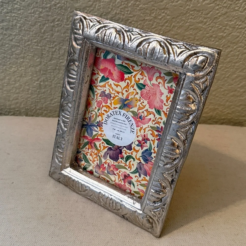 NWT Doratex Firenze Handmade in Italy 4”x6” metallic leaf vintage look frame